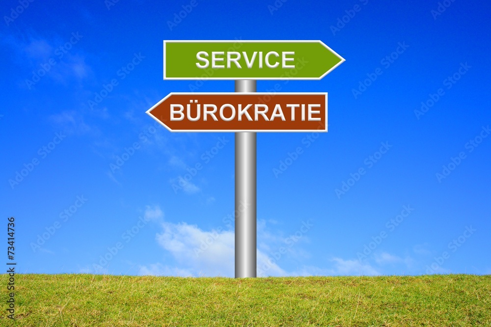 Schild Wegweiser: Service / Bürokratie