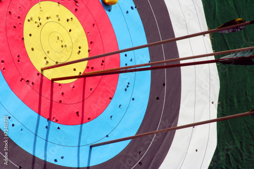 Colored target and arrows on medieval festival in Croatia
