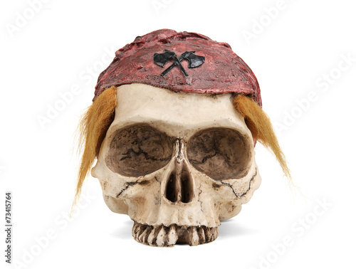 Pirate skull isolated on white. photo