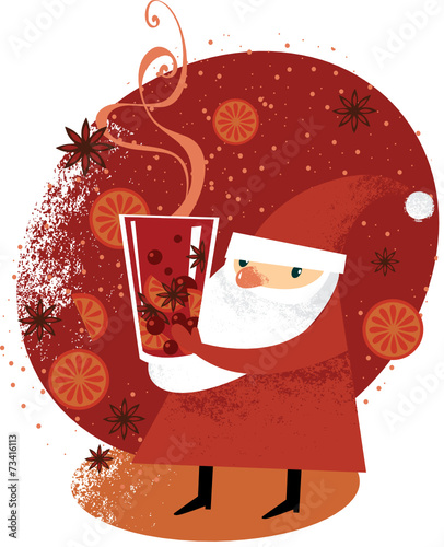 Santa Claus with glass of mulled wine