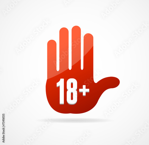 Vector Round Icon of 18 sign like hand