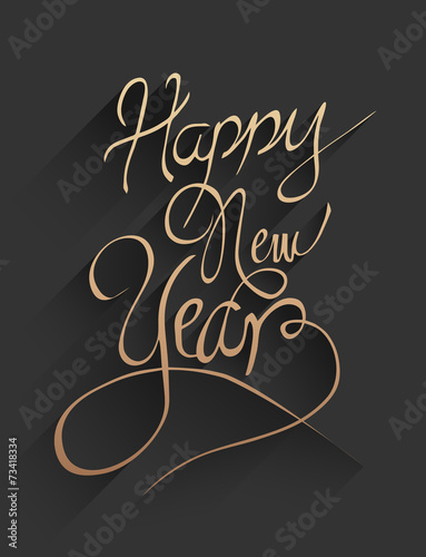 Happy new year vector in embossed black and gold