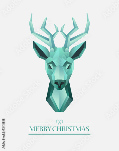 Merry christmas vector with hipster reindeer design