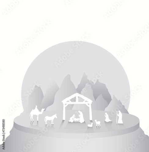 Christmas vector with nativity scene