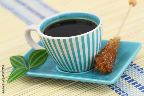 Black coffee in vintage cup