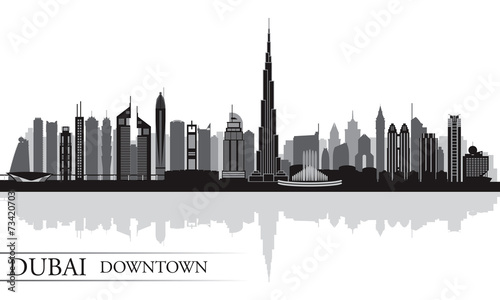 Dubai Downtown City skyline silhouette background