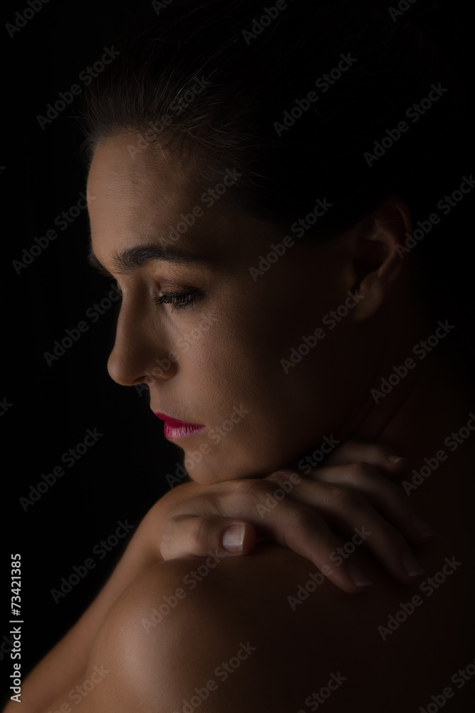 Body scape of woman neck and hand emotion artistic conversion