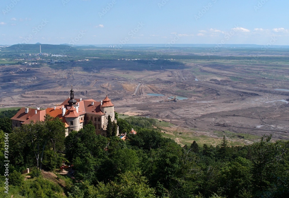 Coal mine and Jezeri castle ,Czech Coal mine and Jezeri castle ,Czech