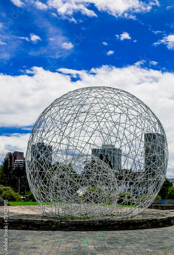 metal sphere sculpture in park Quito Ecuador South America
