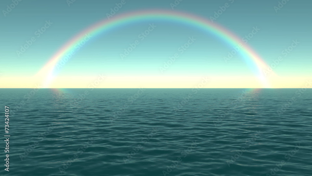 Rainbow over the water. Loop background. Rainbow over the water. Loop background.