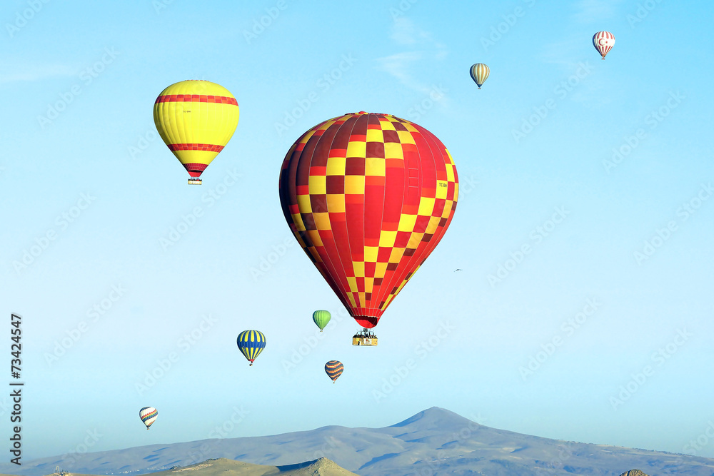 Fototapeta premium Hot air balloon flying over Cappadocia.