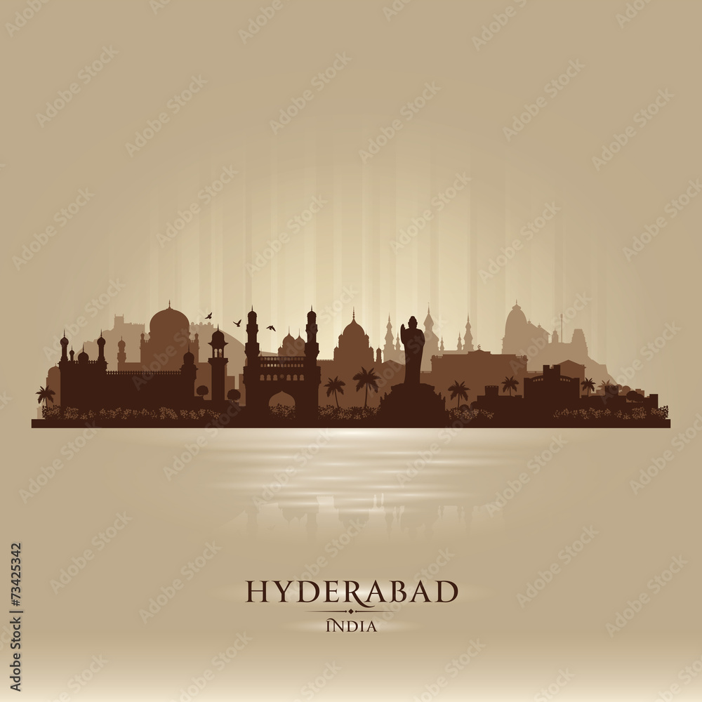 Hyderabad India city skyline vector silhouette
