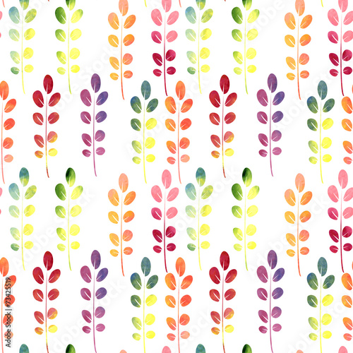 vector seamless watercolor pattern with leaves