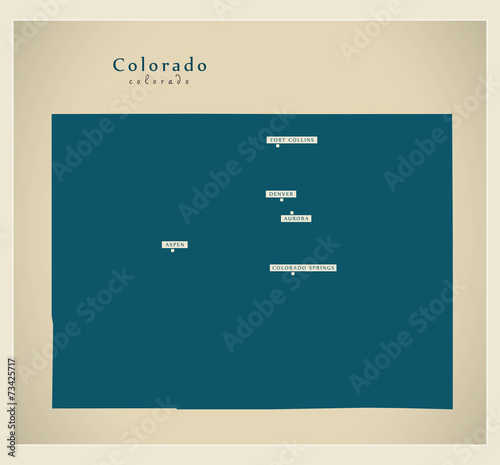 Modern Map - Colorado USA