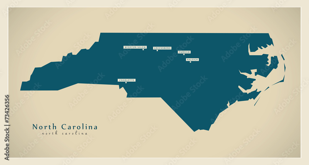 Modern Map - North Carolina USA