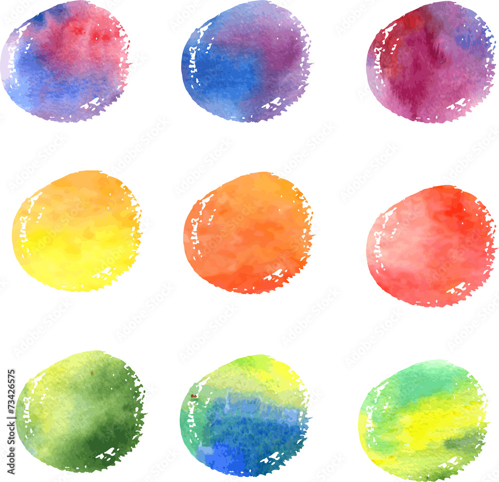 colored circles painted by watercolor