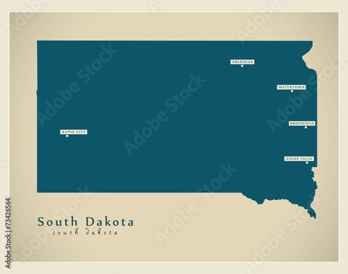 Modern Map - South Dakota USA