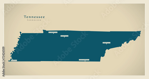 Modern Map - Tennessee USA