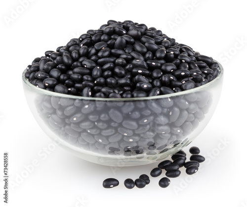 Black beans isolated on white background with clipping path