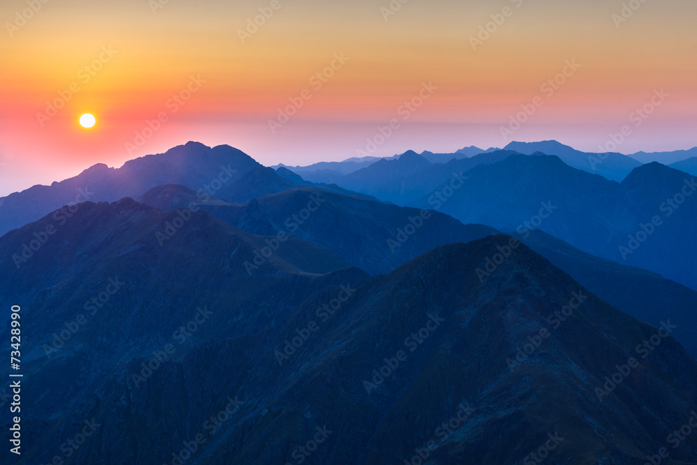 Fototapeta premium sunrise over the Fagaras Mountains, Southern Carpathians