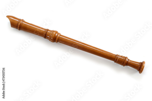 фотографія single recorder, musical instrument made ??of wood, profile, iso