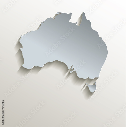 Australia map white blue card paper 3D vector
