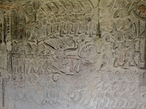 Bas-relief from Bayon temple in Cambodgia