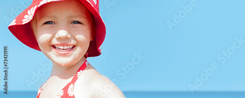 summer banner child girl happy smile sea holidays photo