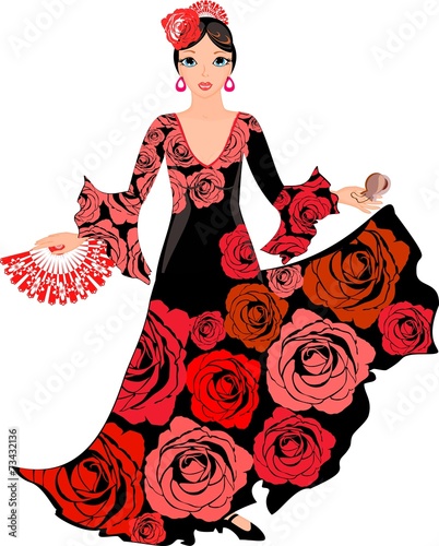 Flamenco dancer with roses