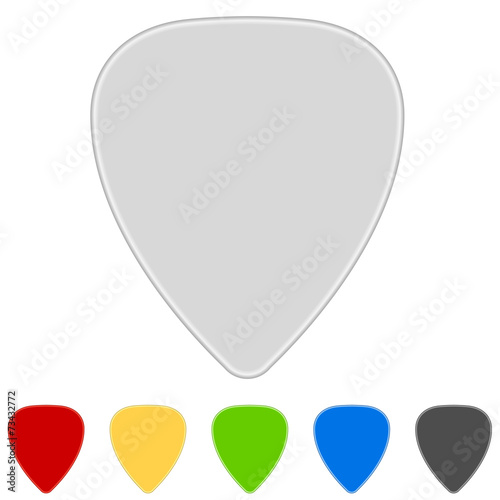 Color guitar picks isolated on white background.