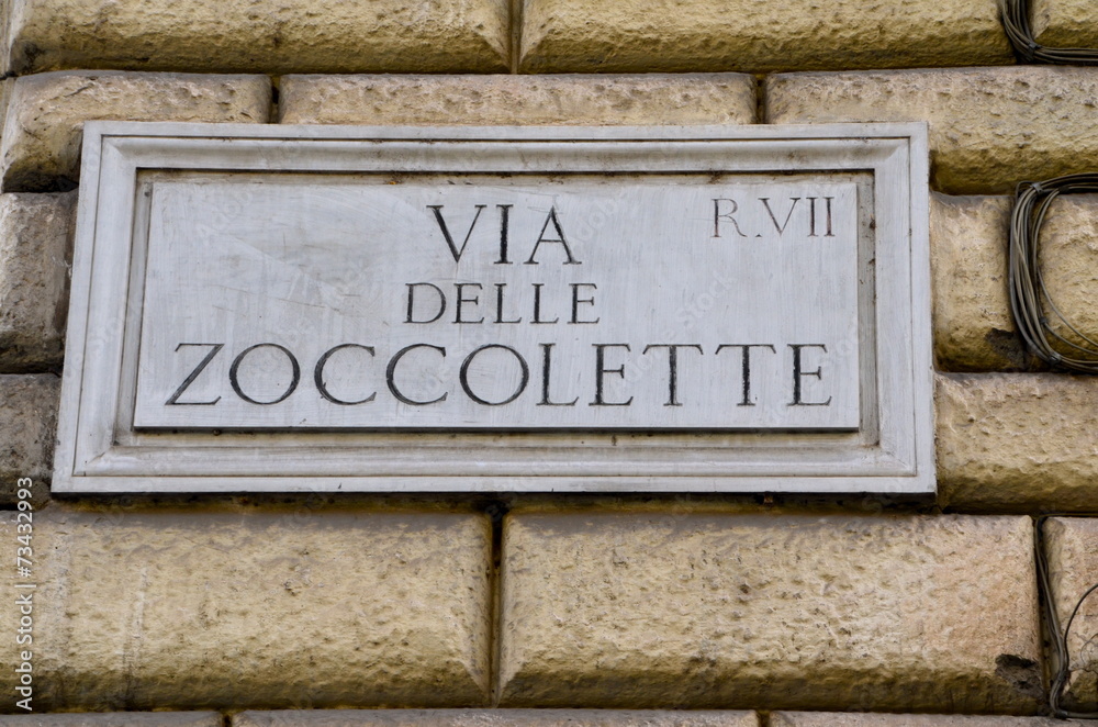 Street plate, Via delle Zoccolette in Rome Street plate, Via delle Zoccolette in Rome