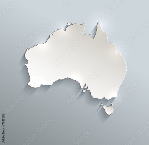 Australia map blue white card paper 3D raster