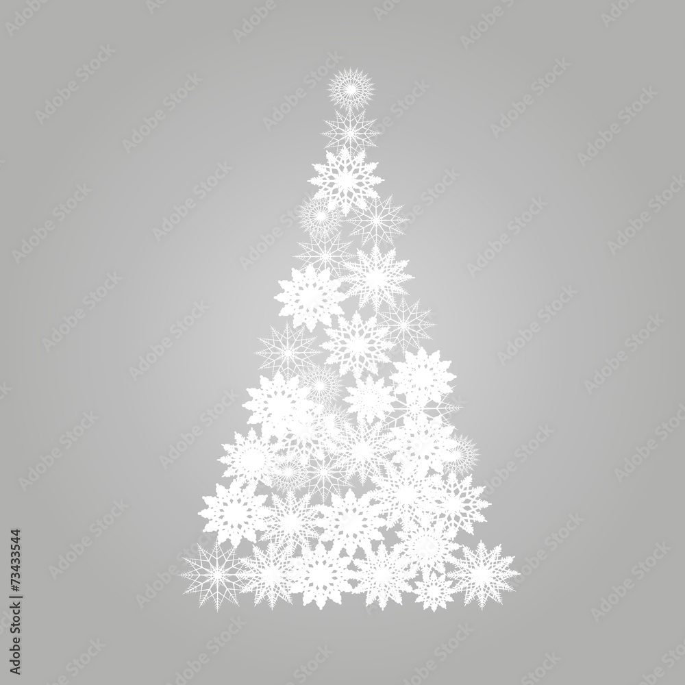 Abstract vector christmas tree from white snowflakes Abstract vector christmas tree from white snowflakes