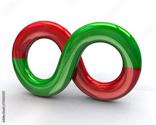 Illustration of green and red infinity symbol