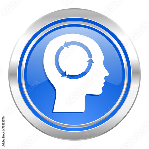 head icon, blue button, human head sign