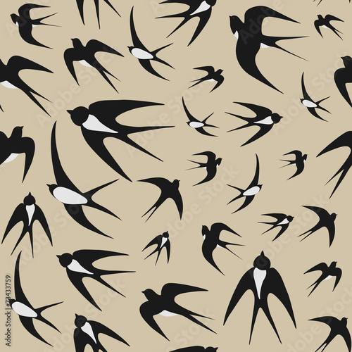 Seamless background with swallows