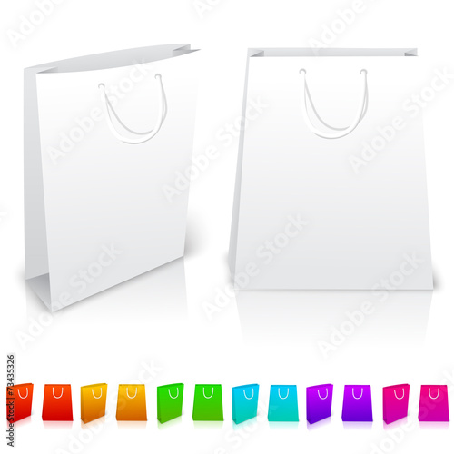 Set of isolated paper bags on white background. With different
