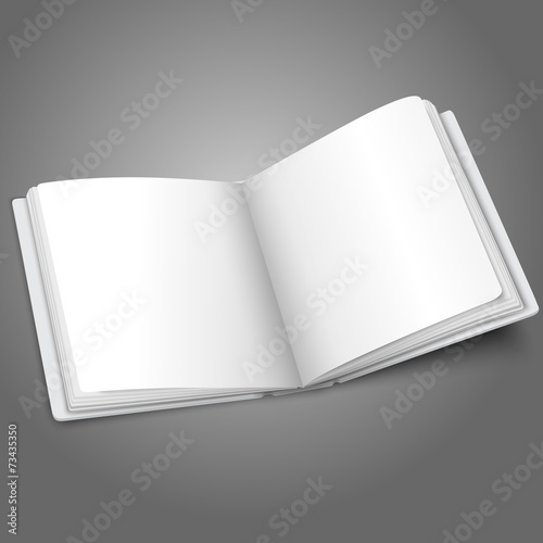 Blank white vector opened book or photo album for your messages