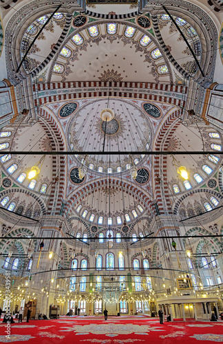 Interior of Fatih Mosque in Istanbul, Turkey