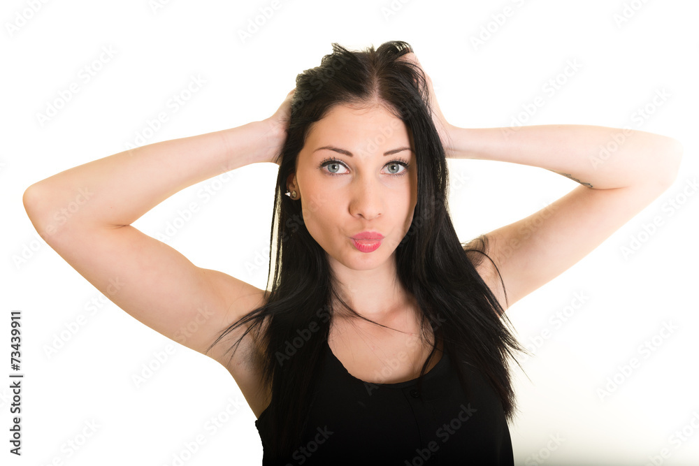 Portrait of beautiful female model on white background Portrait of beautiful female model on white background