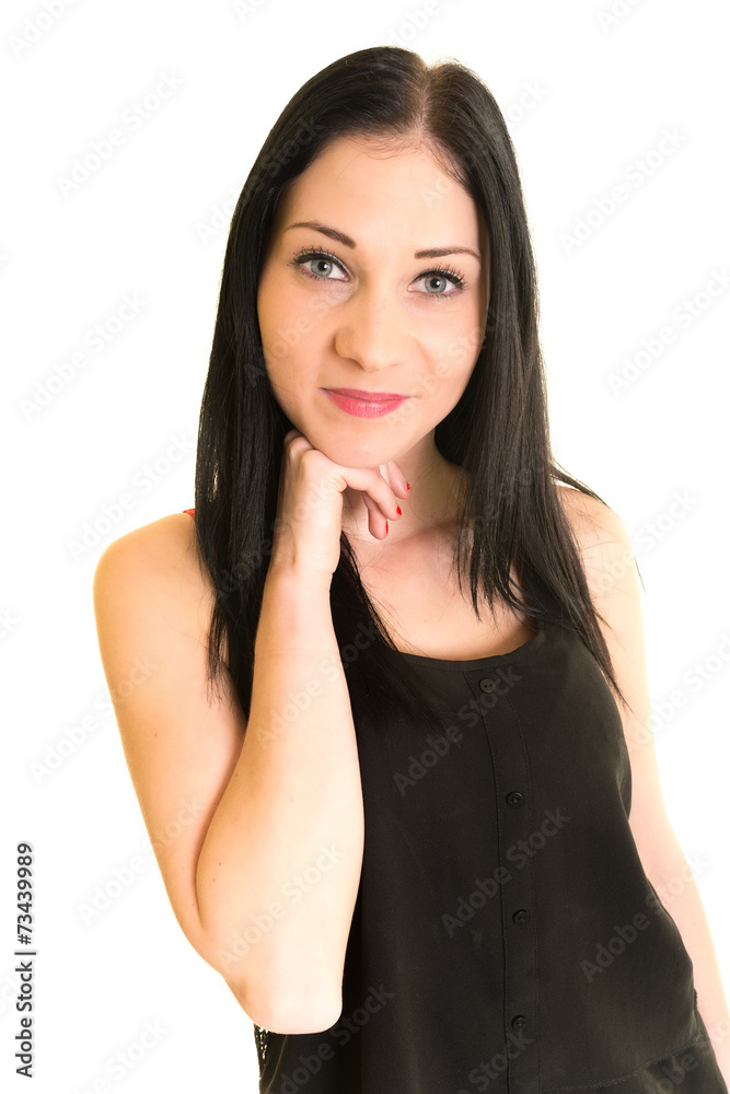 Portrait of beautiful female model on white background Portrait of beautiful female model on white background