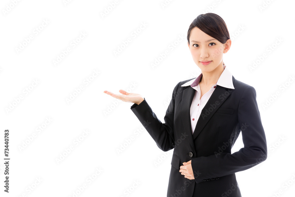 asian businesswoman showing on white background asian businesswoman showing on white background