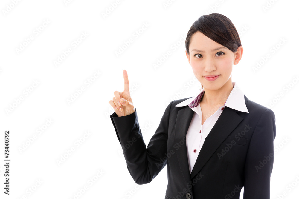 asian businesswoman showing on white background asian businesswoman showing on white background
