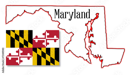 Maryland State Map and Flag