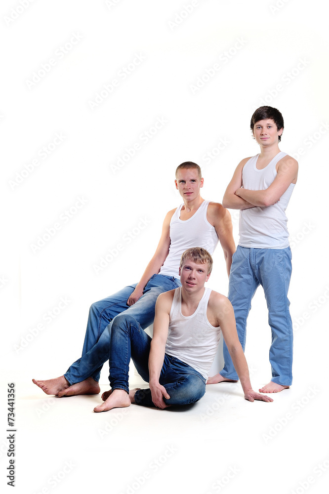 three men on a white background in studio three men on a white background in studio