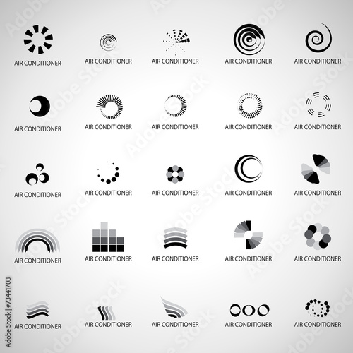 Air Conditioner Icons Set - Isolated On Gray Background