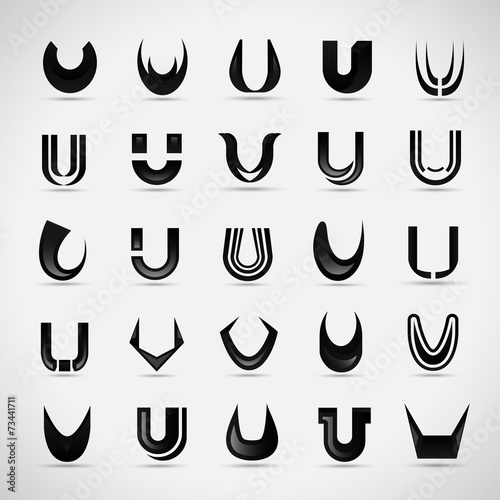 Letter Icons Set - Isolated On Gray Background