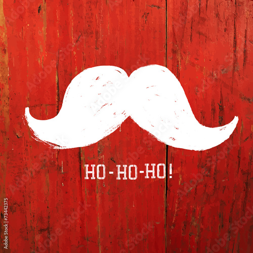White Santa's Moustache and Ho-Ho-Ho! words. Christmas funny car