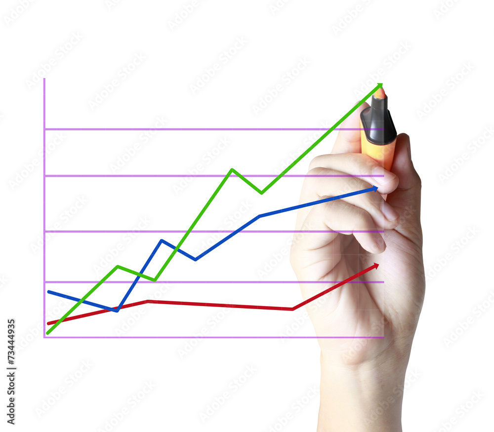 Business man hand drawing graph Business man hand drawing graph