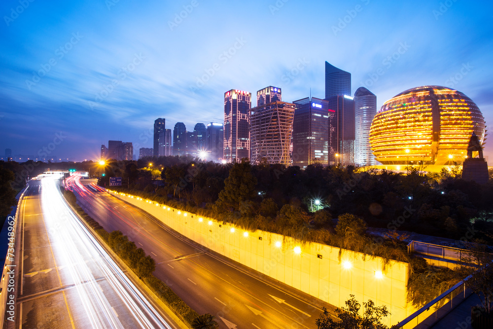 blur motion traffic trail in modern city blur motion traffic trail in modern city